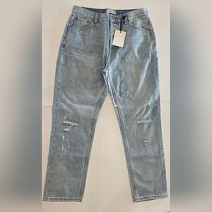 Casual Light Blue Distressed Boyfriend Jeans